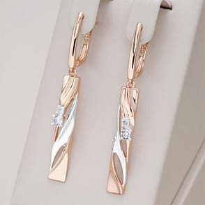 Luxury Long Color Separation Pendant Commuter's All-matching 585 Rose Gold Simulation Earrings