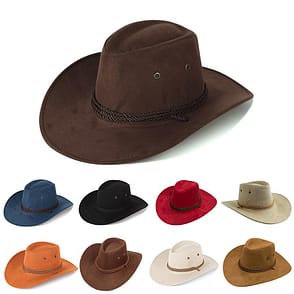 Cowboy Hat Men's Double-sided Suede Sun Hat With Wide Brim