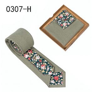 Men's Tie Floral Print Pocket Square Cotton Tie