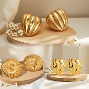 European And American Geometric Irregular Striped Stud Earrings Niche Design