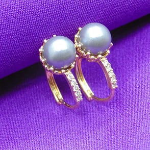 High-grade Pearl Ear Clip Inlaid Zircon Female Accessories Gold Plated Environmental Protection