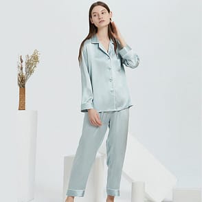 Handmade Couple's Silk Pajamas Long-sleeve Suit Silk Homewear